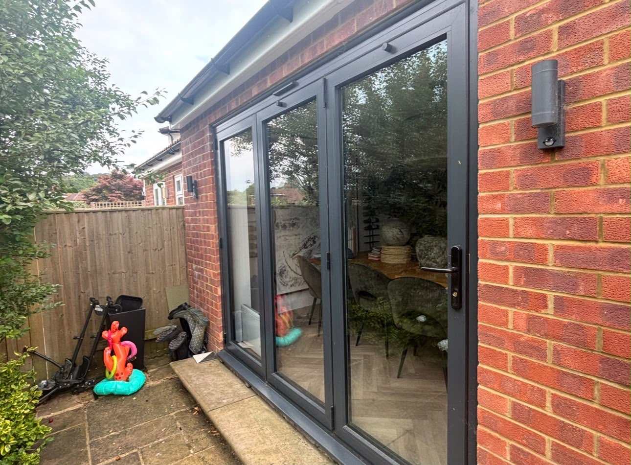 Aluminium Bi-Fold Refinish — before respray